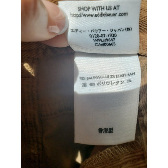 Eddie Bauer Pants Womens 2 Tan Vashion Fit Skimmer 100% Cotton Mid Rise Courdery - Picture 7 of 12